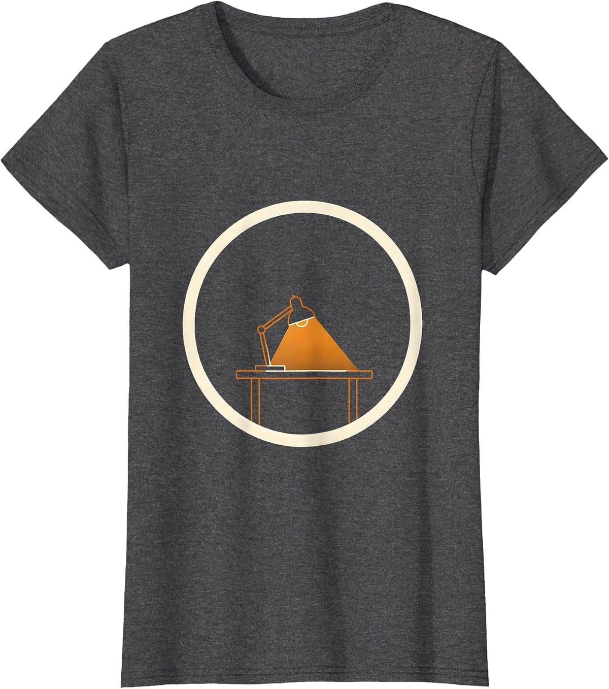 Women's Sped Teacher Late Night Desk Glow Illustration T-Shirt - Dark Heather Grey