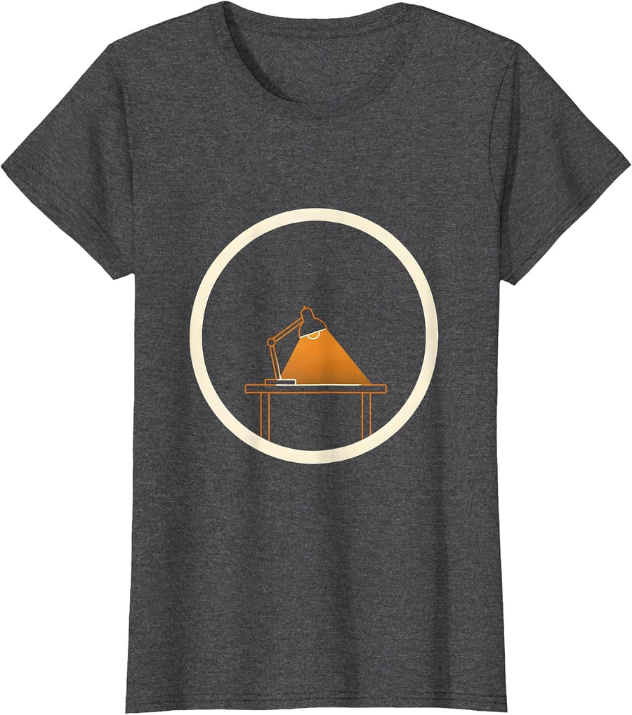 Women's Sped Teacher Late Night Desk Glow Illustration T-Shirt - Dark Heather Grey