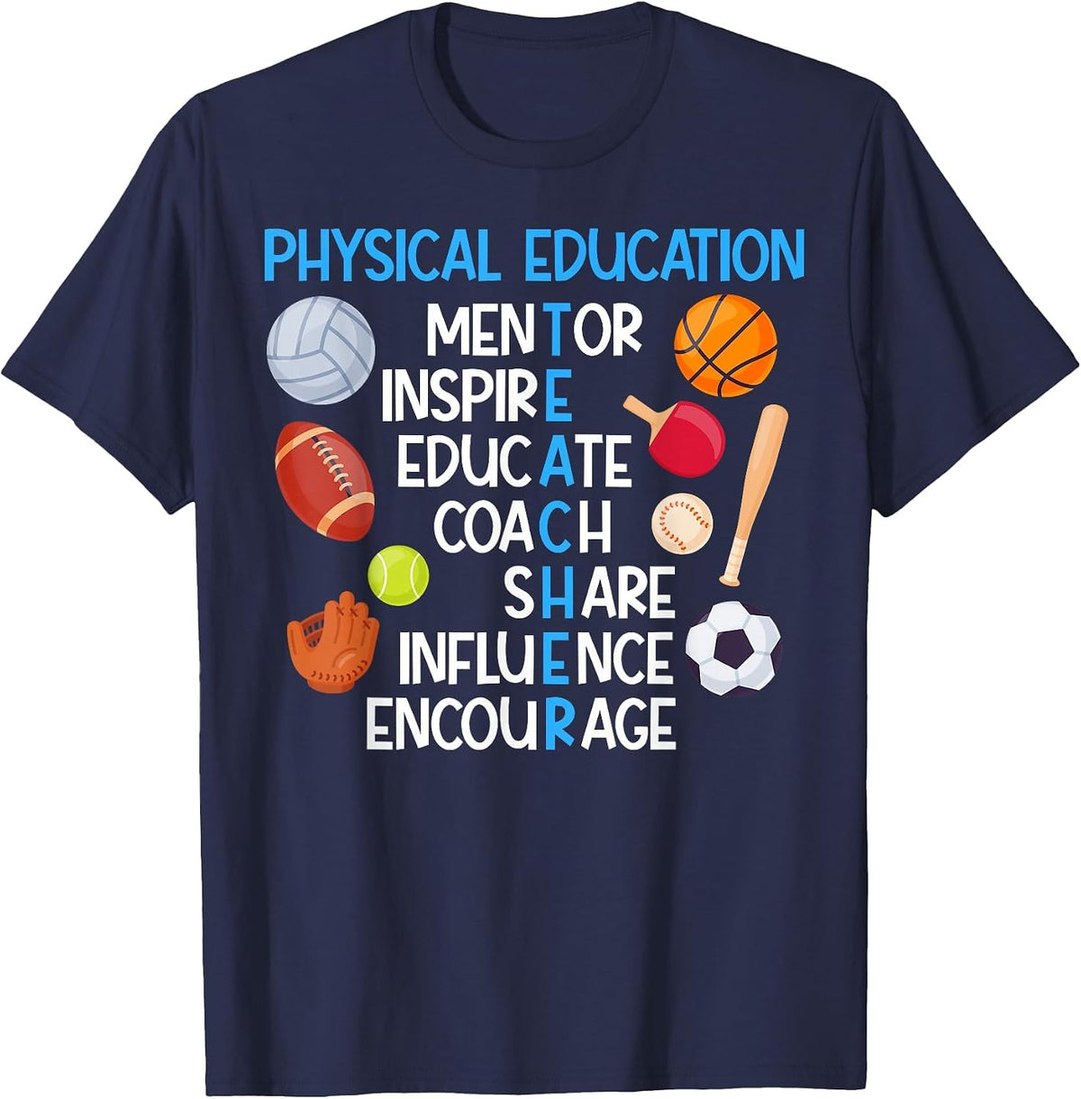 Physical Education Teacher Appreciation PE Teacher T-Shirt - Navy Blue