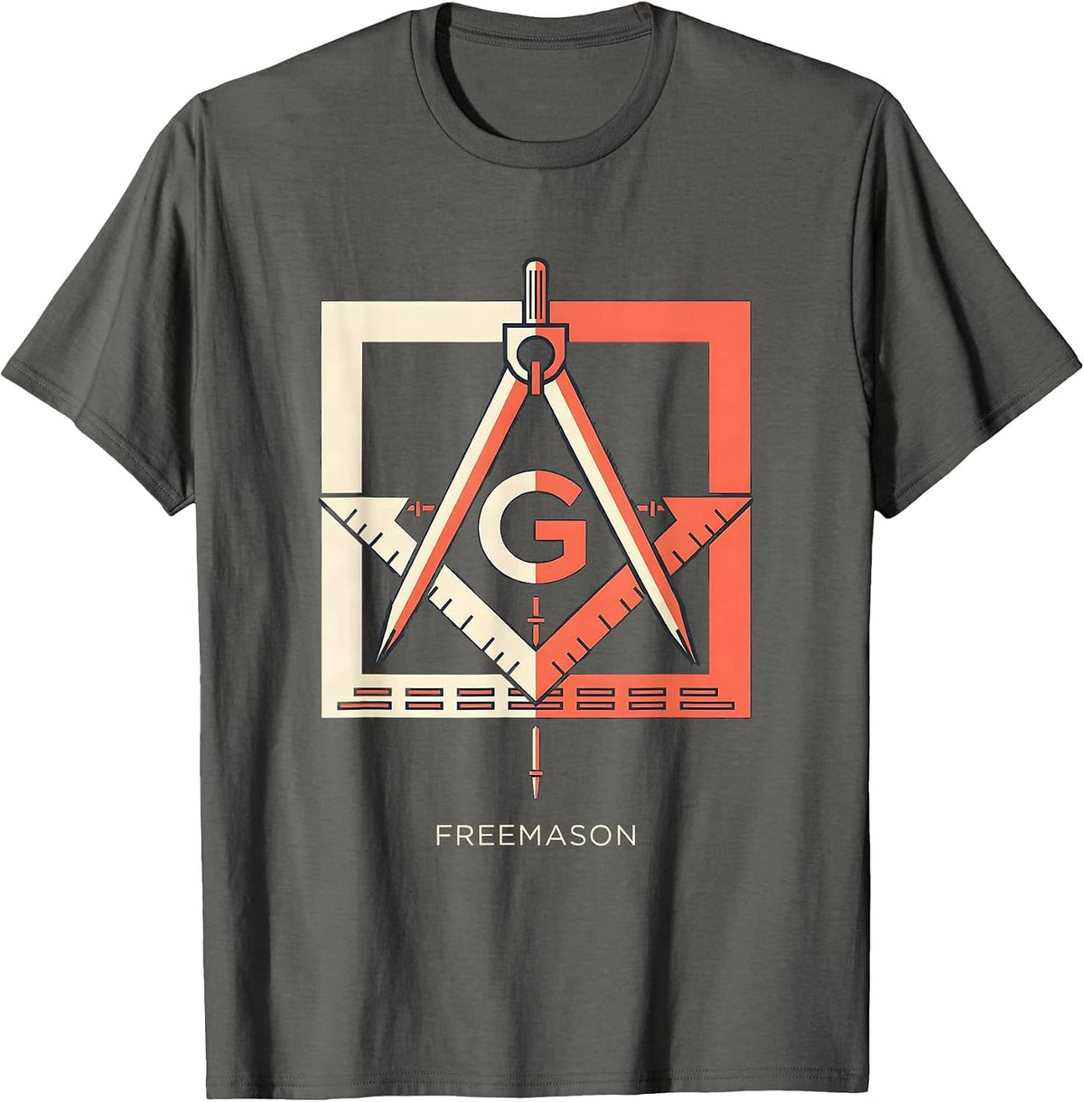 Men's Freemason Square and Compass Fraternal Pride Masonic T-Shirt - Asphalt Grey