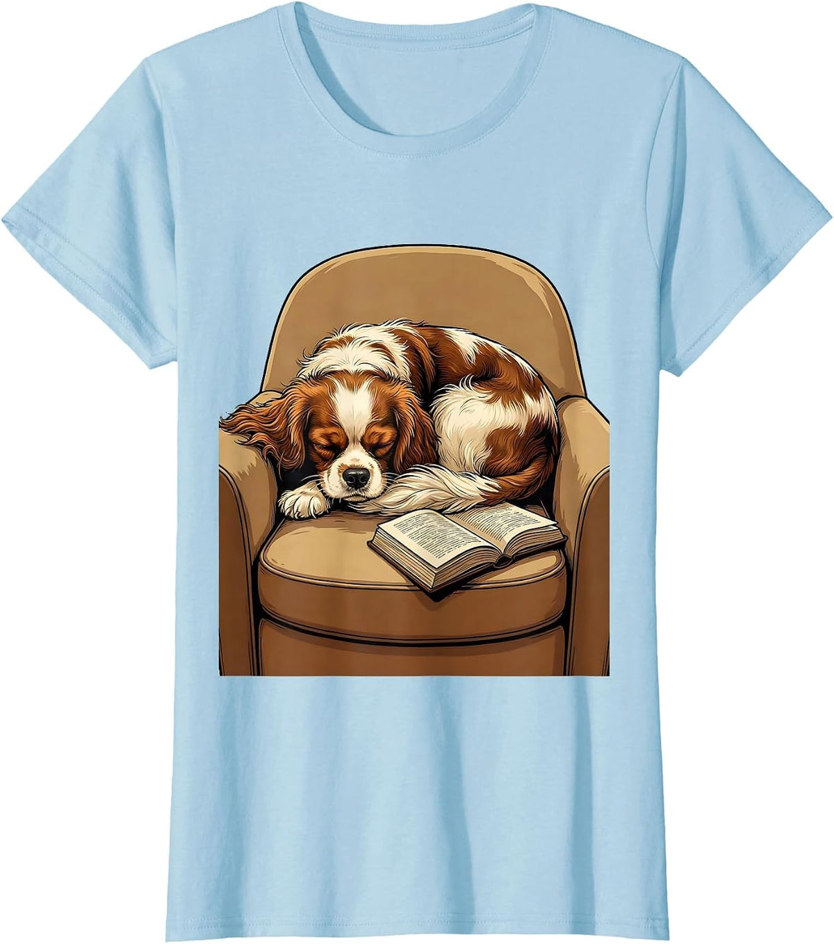 Women's Cavalier King Charles Spaniel Dog Lover Art Illustration T-Shirt - Baby Blue
