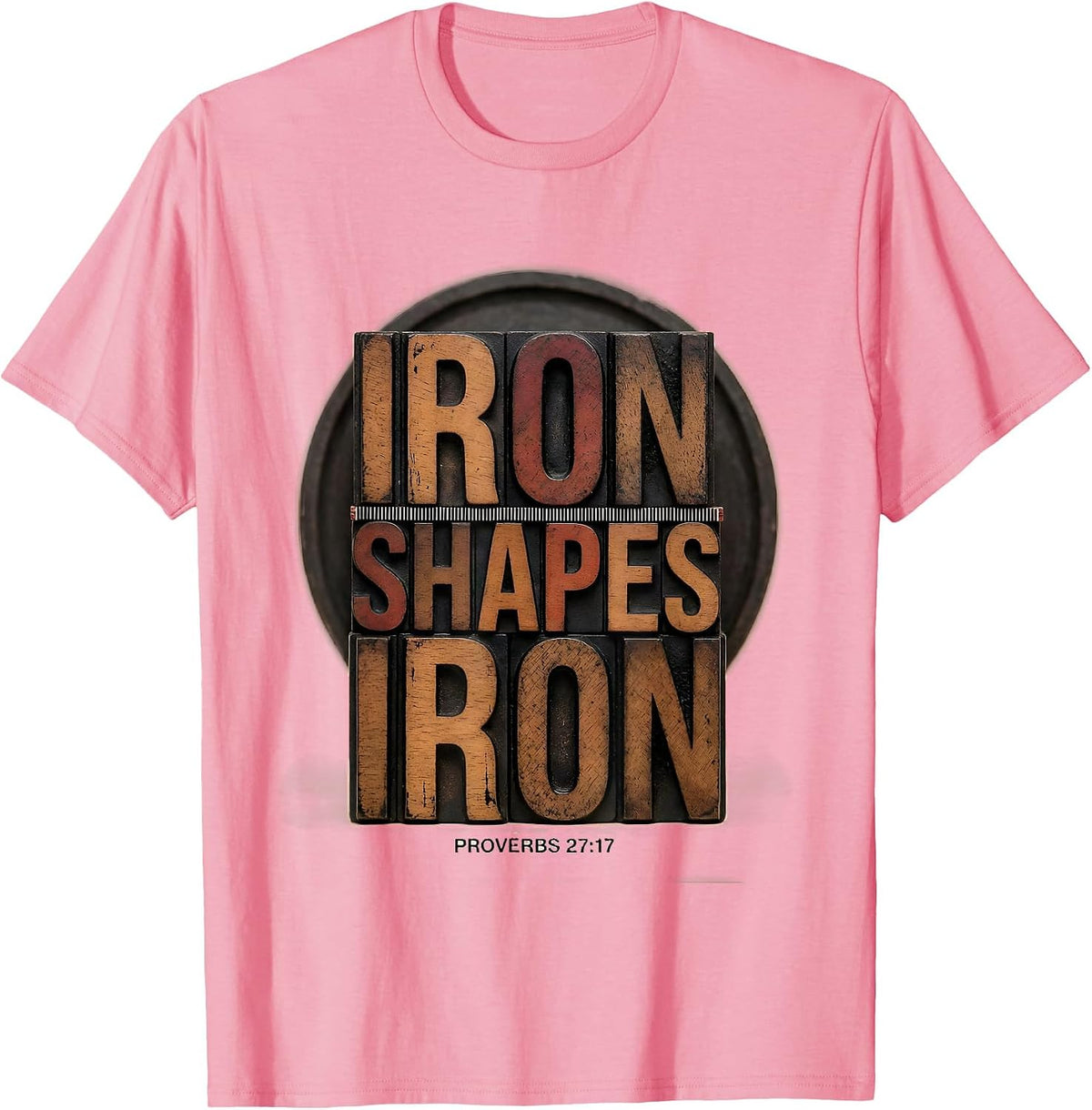 Men's Iron Shapes Iron Proverbs 27:17 Christian Men Gym Workout T-Shirt - Pink