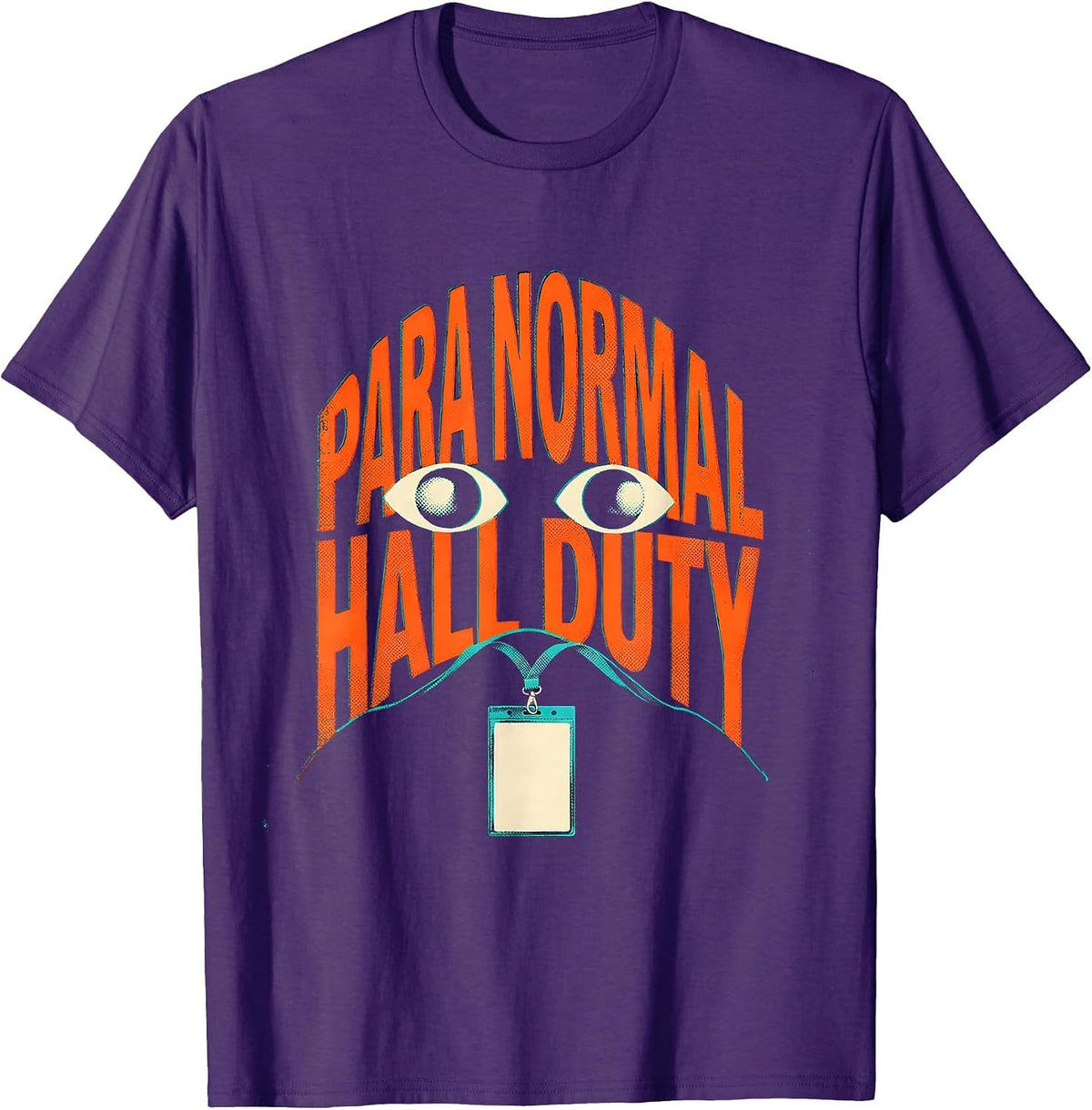 Men's Para Normal Hall Duty Risograph Ghost Paraeducator Halloween T-Shirt - Purple