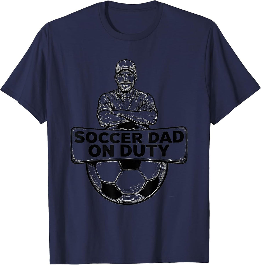 Soccer Dad On Duty Graphic Design T-Shirt - Navy Blue