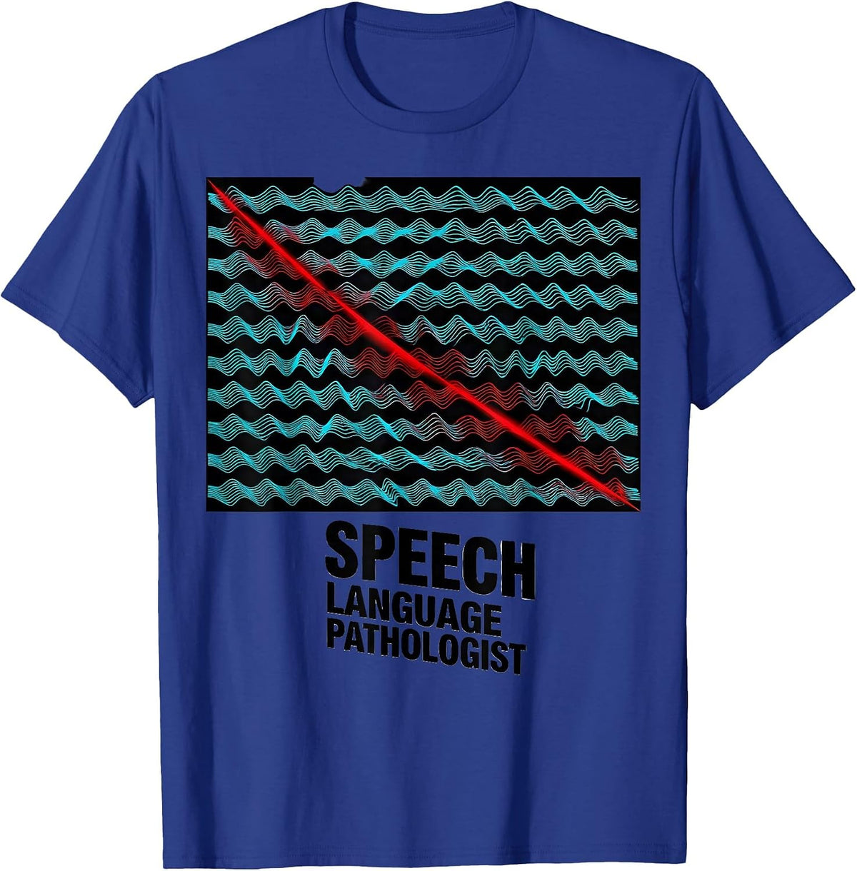 Men's Speech Language Pathologist New Wave Typography SLP Pride T-Shirt - Royal Blue