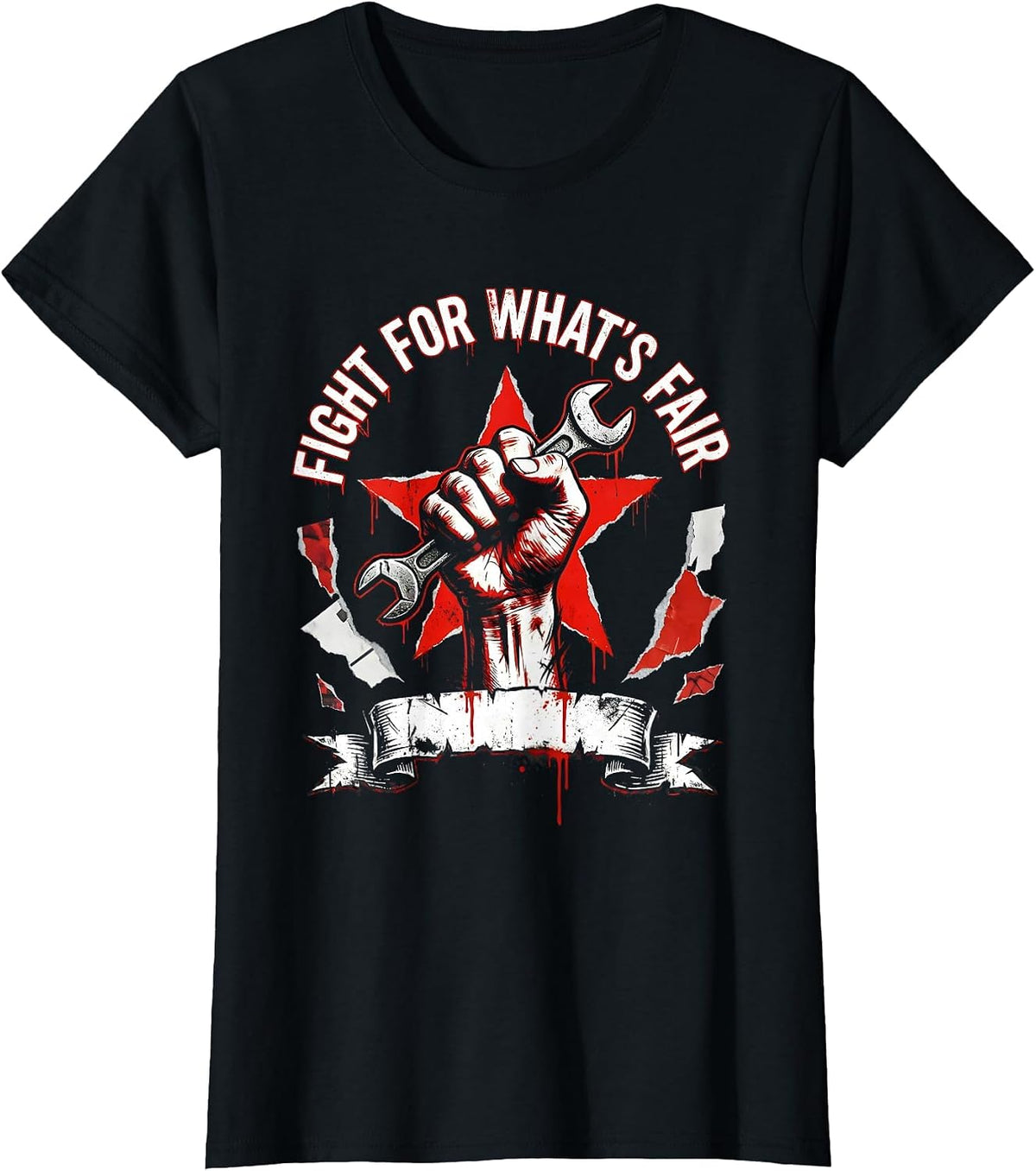 Women's Fight for Whats Fair Equal Rights Labor Day Design T-Shirt - Black