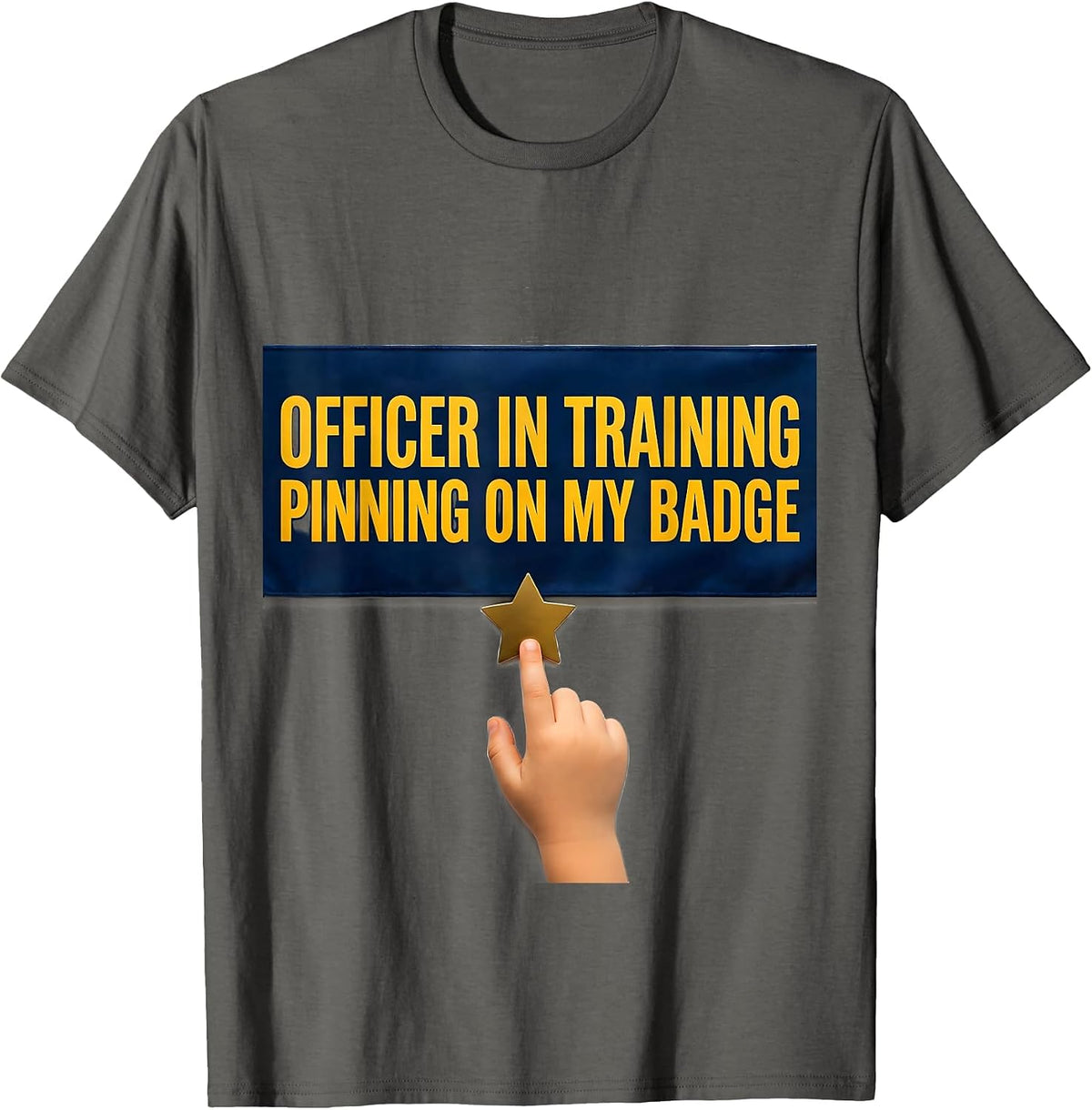 Officer In Training Pinning On My Badge Kids Police Officer T-Shirt - Asphalt Grey