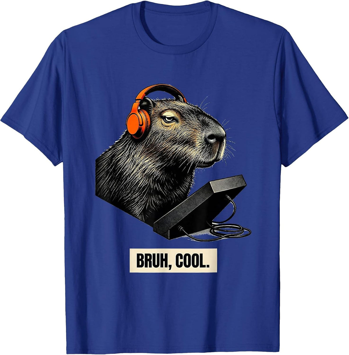 Men's Bruh Cool Funny Capybara Gamer Meme Lover T-Shirt - Royal Blue