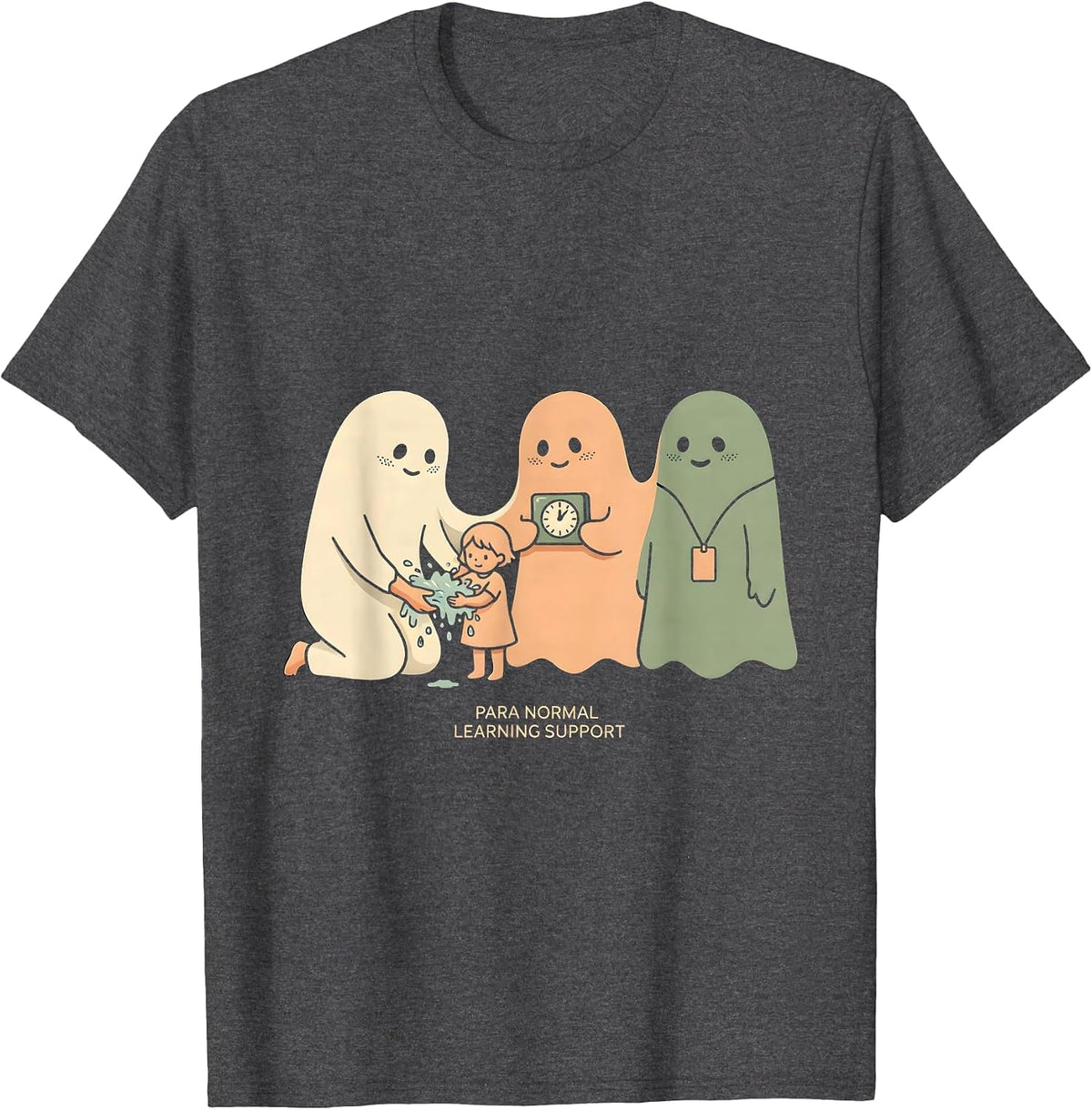 Men's Para Normal Learning Support Paraeducator Halloween Ghost T-Shirt - Dark Heather Grey