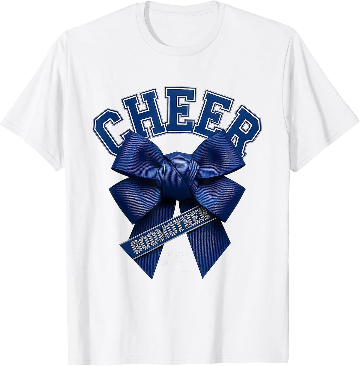 Men's Cheer Godmother Coquette Bow Sport Cheerleader Team Spirit T-Shirt - White