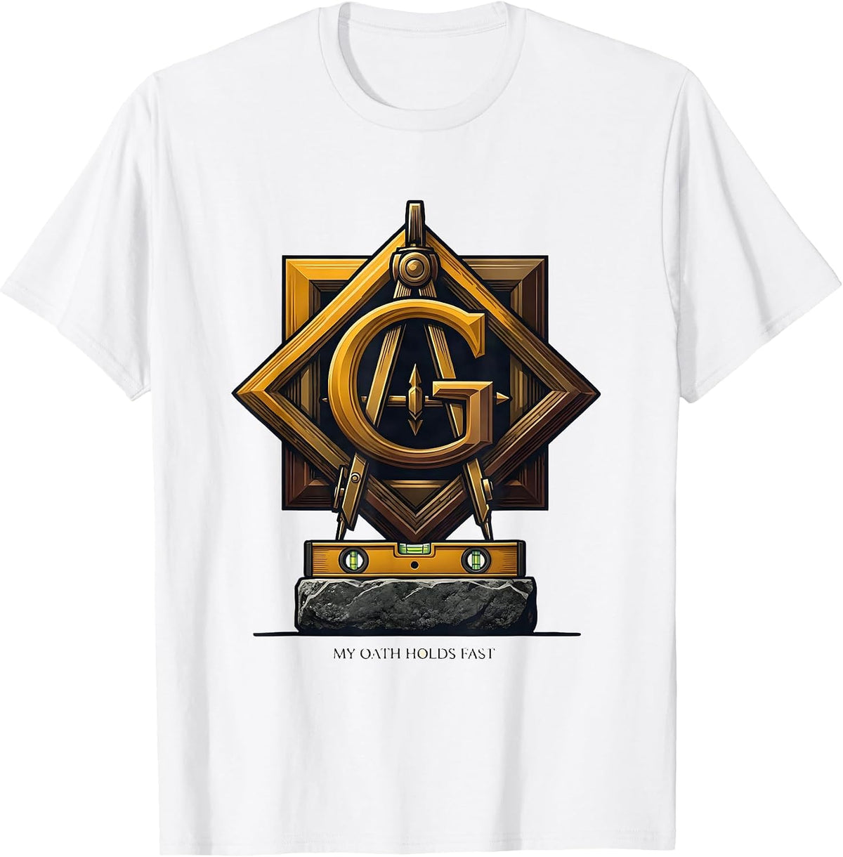 Men's My Oath Holds Fast Masonic Square & Compass Freemason T-Shirt - White