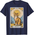 The Sun Tarot Cat – Mystical Orange Tabby with Positive Ener T-Shirt - Navy Blue