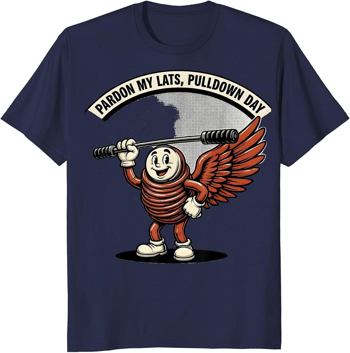 Men's Pardon My Lats, Pulldown Day Funny Gym Workout Pulldown T-Shirt - Navy Blue