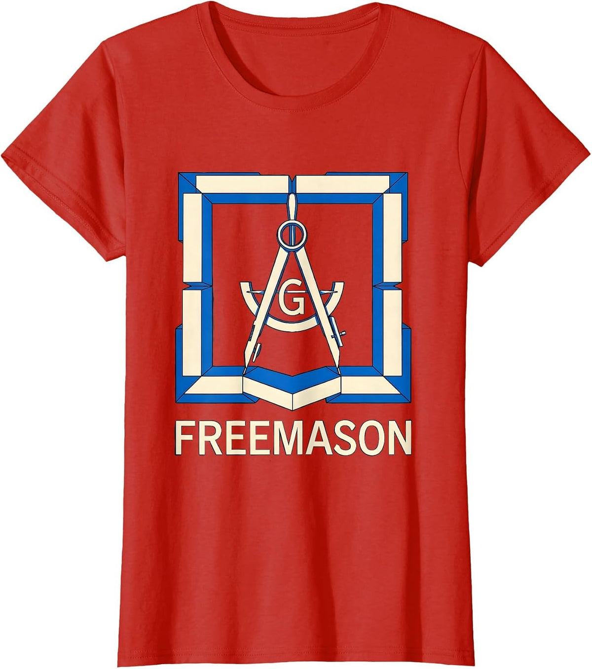Freemason Geometric Square And Compass Masonic Fraternal T-Shirt - Red