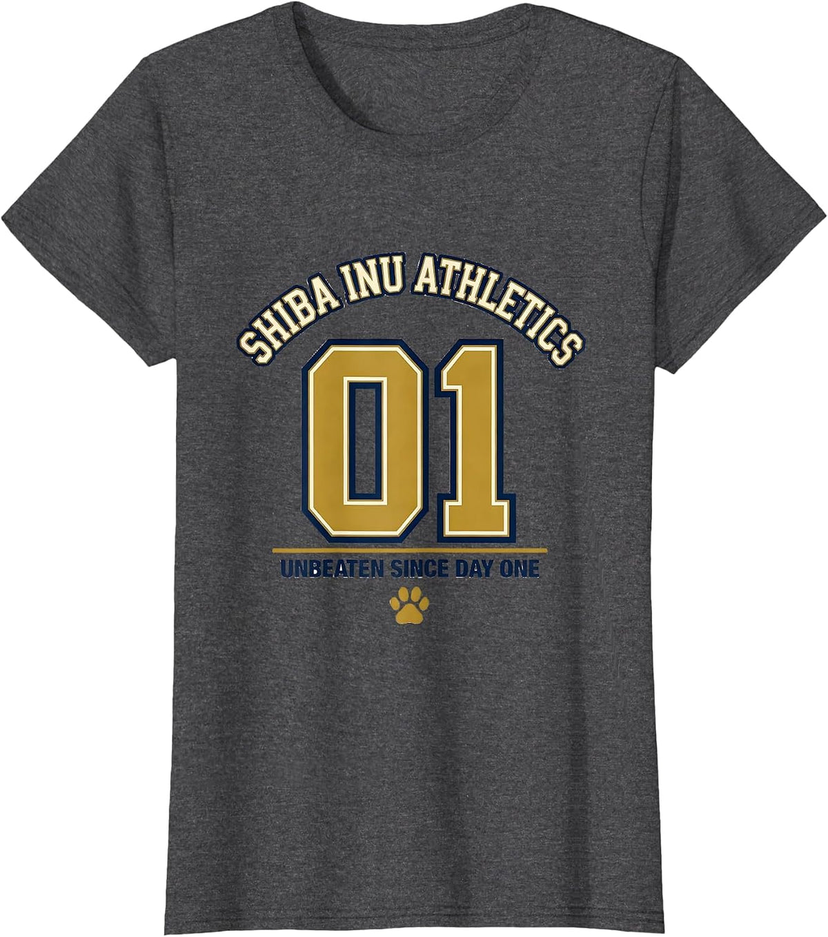 Women's Shiba Inu Athletics, Unbeaten Since Day One Funny Dog Lover T-Shirt - Dark Heather Grey