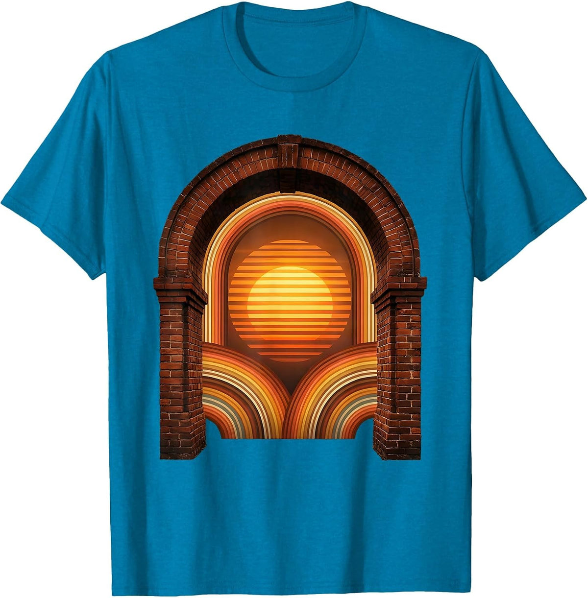 Brick Archway Sunset Graphic - Mason 67 T-Shirt - Sapphire Blue