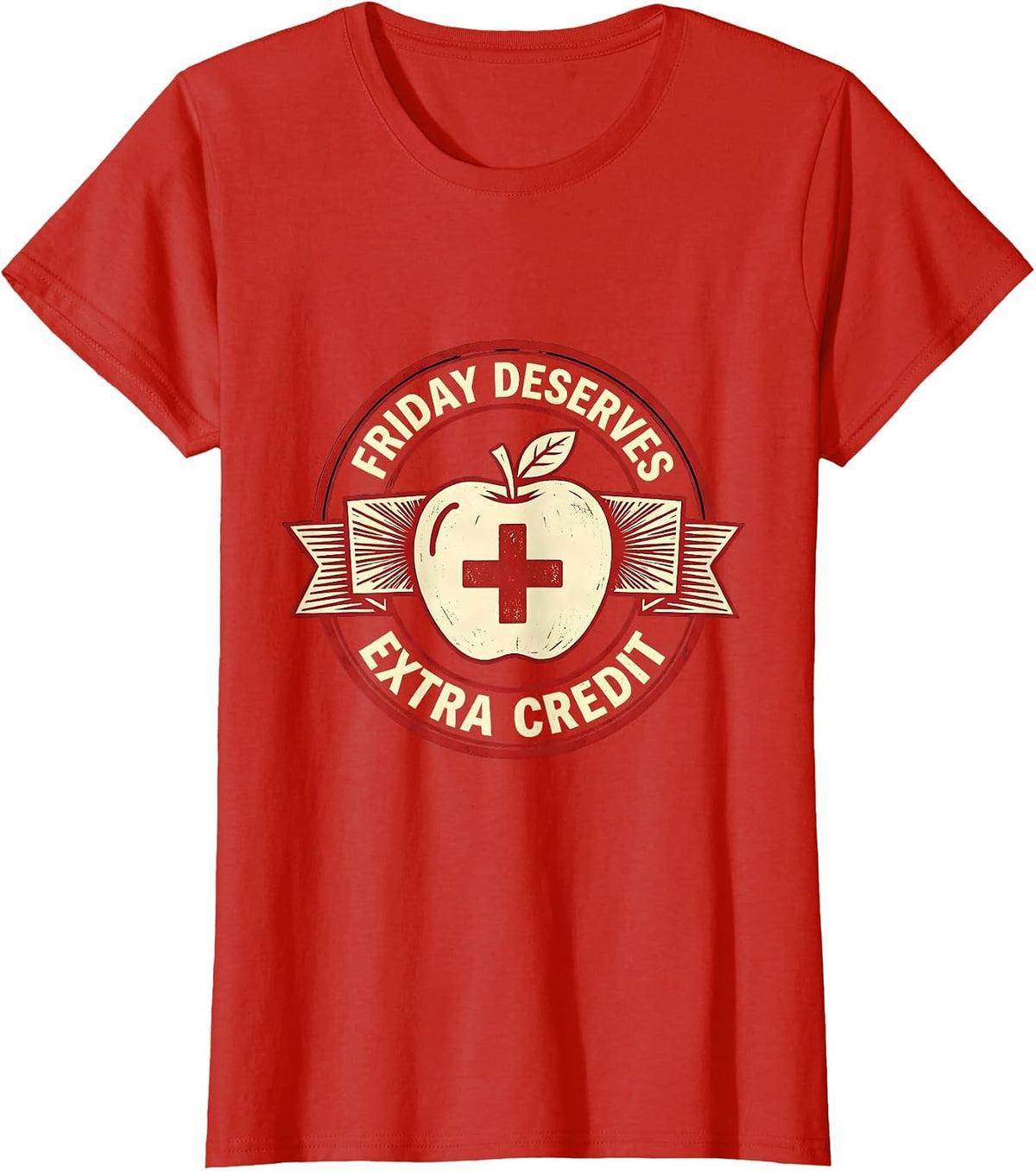 Fri-Yay Teacher Friday Deserves Extra Credit T-Shirt - Red
