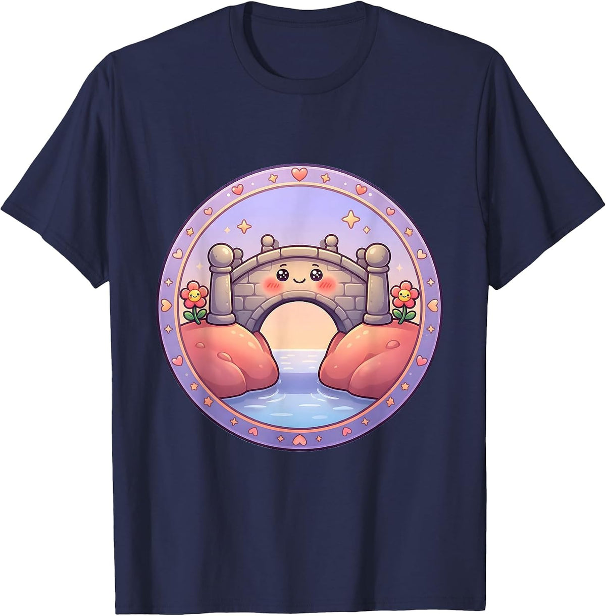 Bridge Over the Gap Graphic Design T-Shirt - Navy Blue