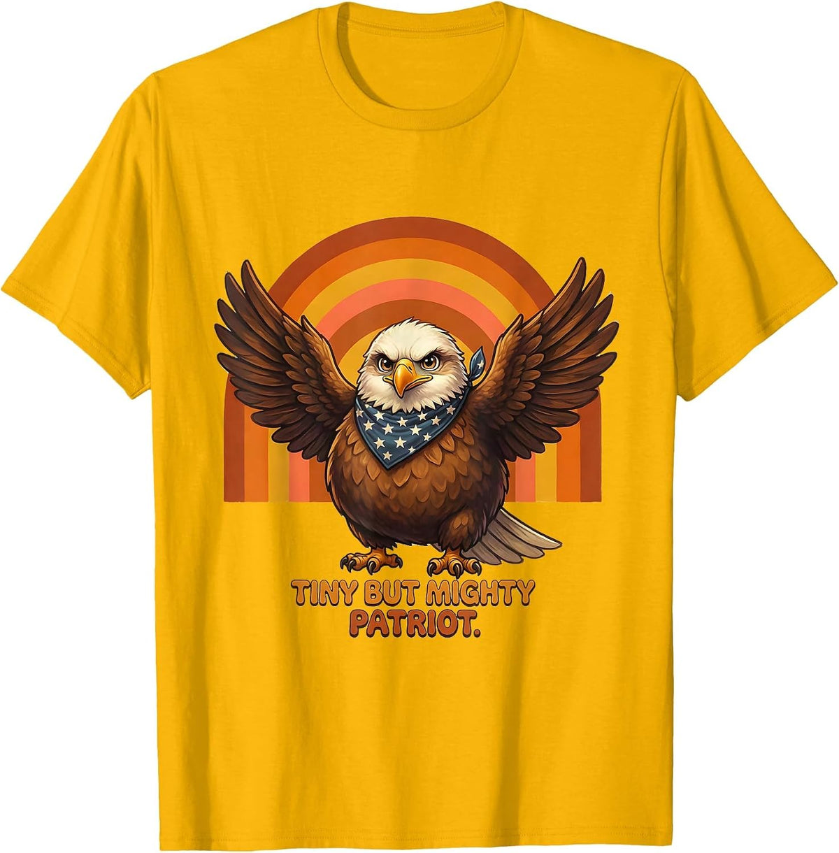 Tiny But Mighty Patriot Kids Patriot Day Design T-Shirt - Golden Yellow