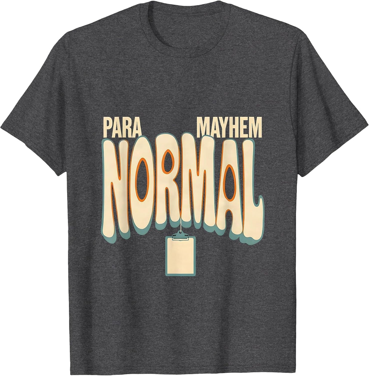 Men's Para Normal Mayhem Screenprint Ghost Paraeducator Halloween T-Shirt - Dark Heather Grey
