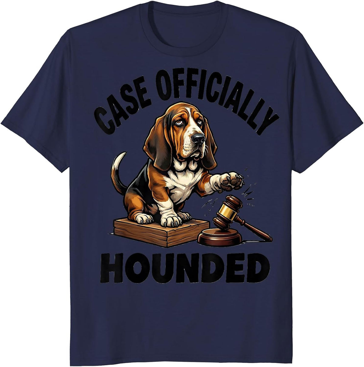Case Officially Hounded Funny Basset Hound Meme Gen Z Humor T-Shirt - Navy Blue