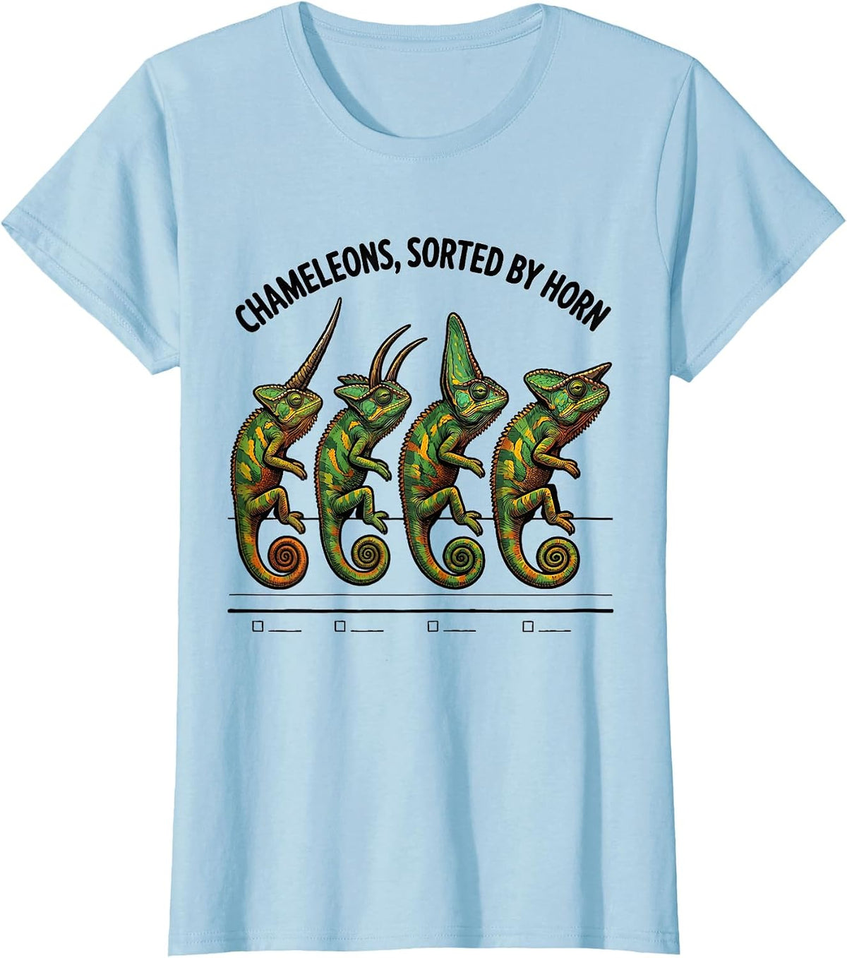 Chameleons, Sorted By Horn Funny Reptile Lover Pet Owner T-Shirt - Baby Blue