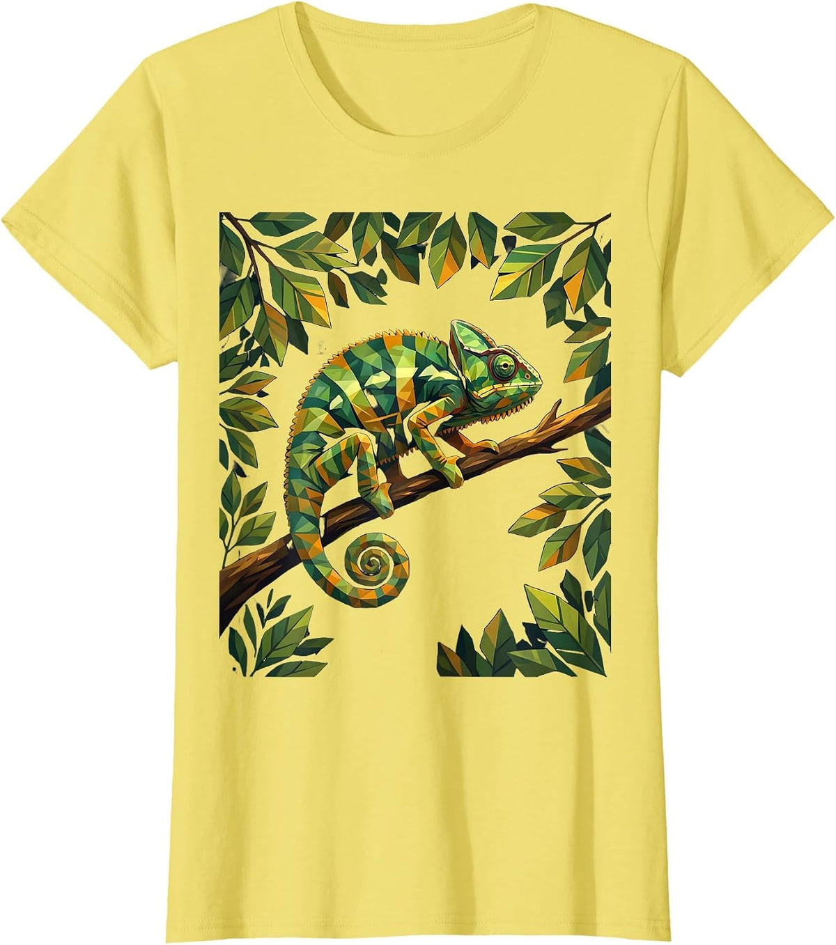 Chameleon Forest Camouflage Nature Art T-Shirt - Lemon Yellow