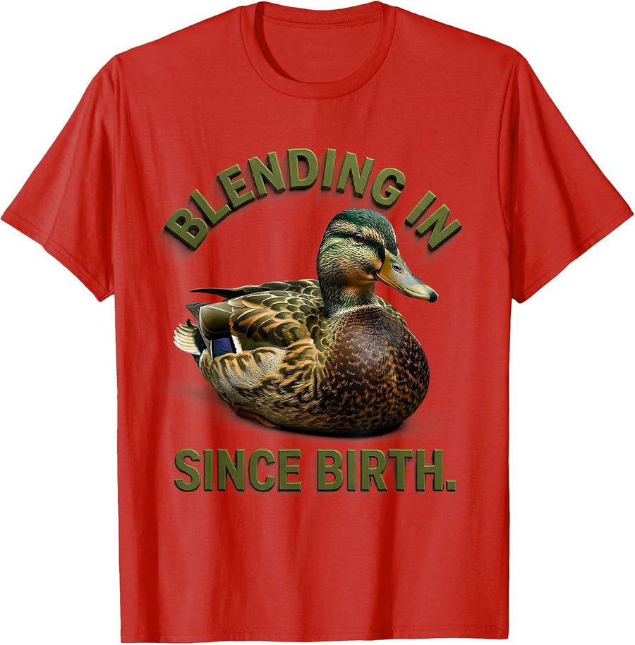 Men's Duck Camo Blending In Since Birth Design T-Shirt - Red