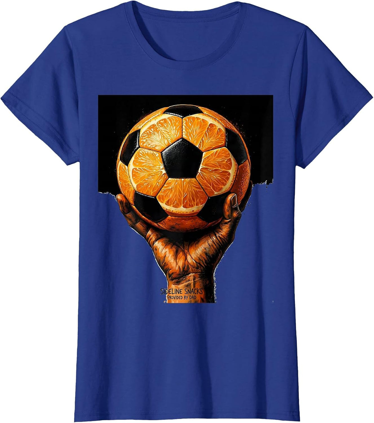 Women's Sideline Snacks Provided By Dad Soccer Design T-Shirt - Royal Blue