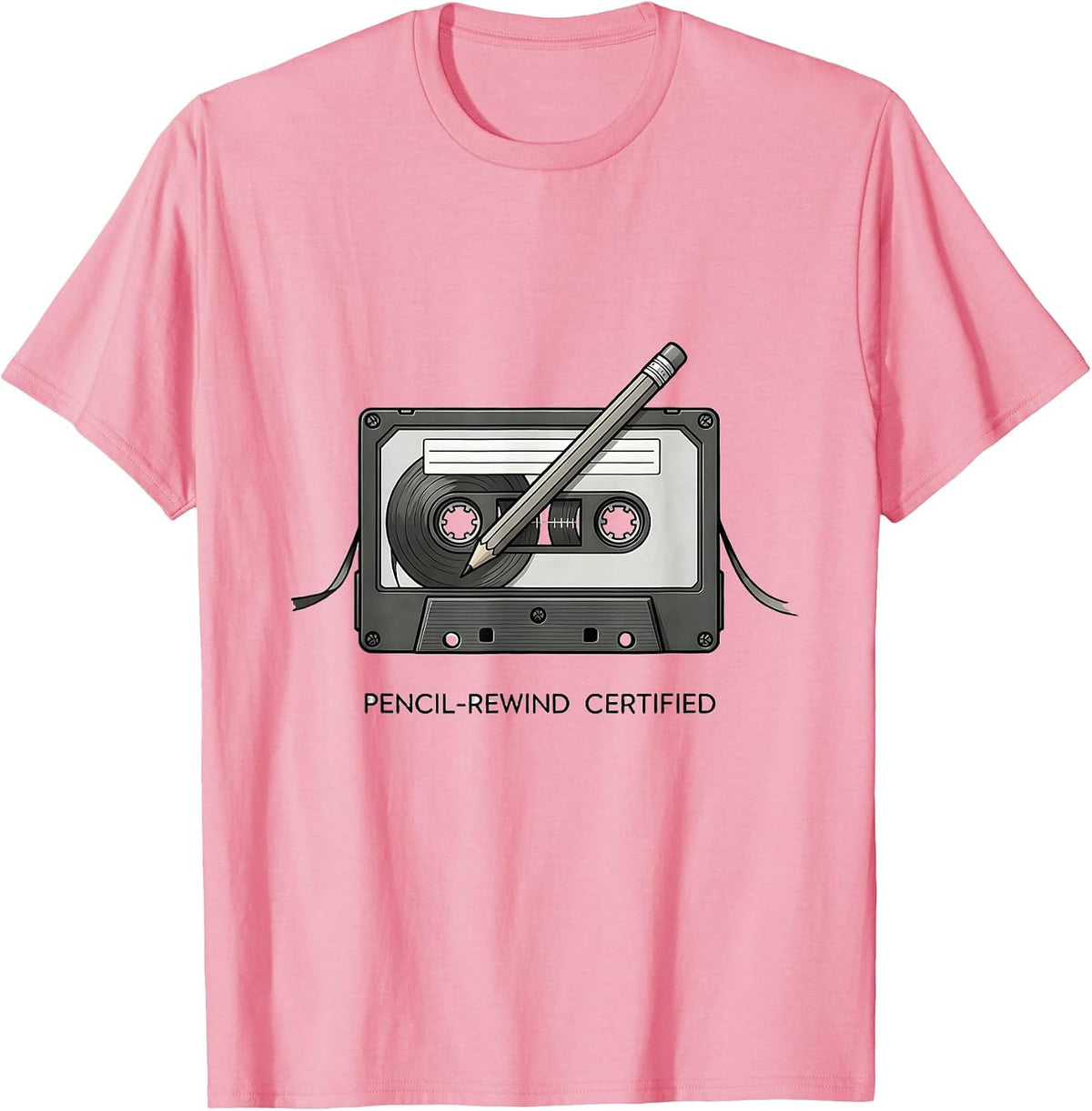Men's Pencil-Rewind Certified Vintage 90s Hip-Hop Nostalgia T-Shirt - Pink