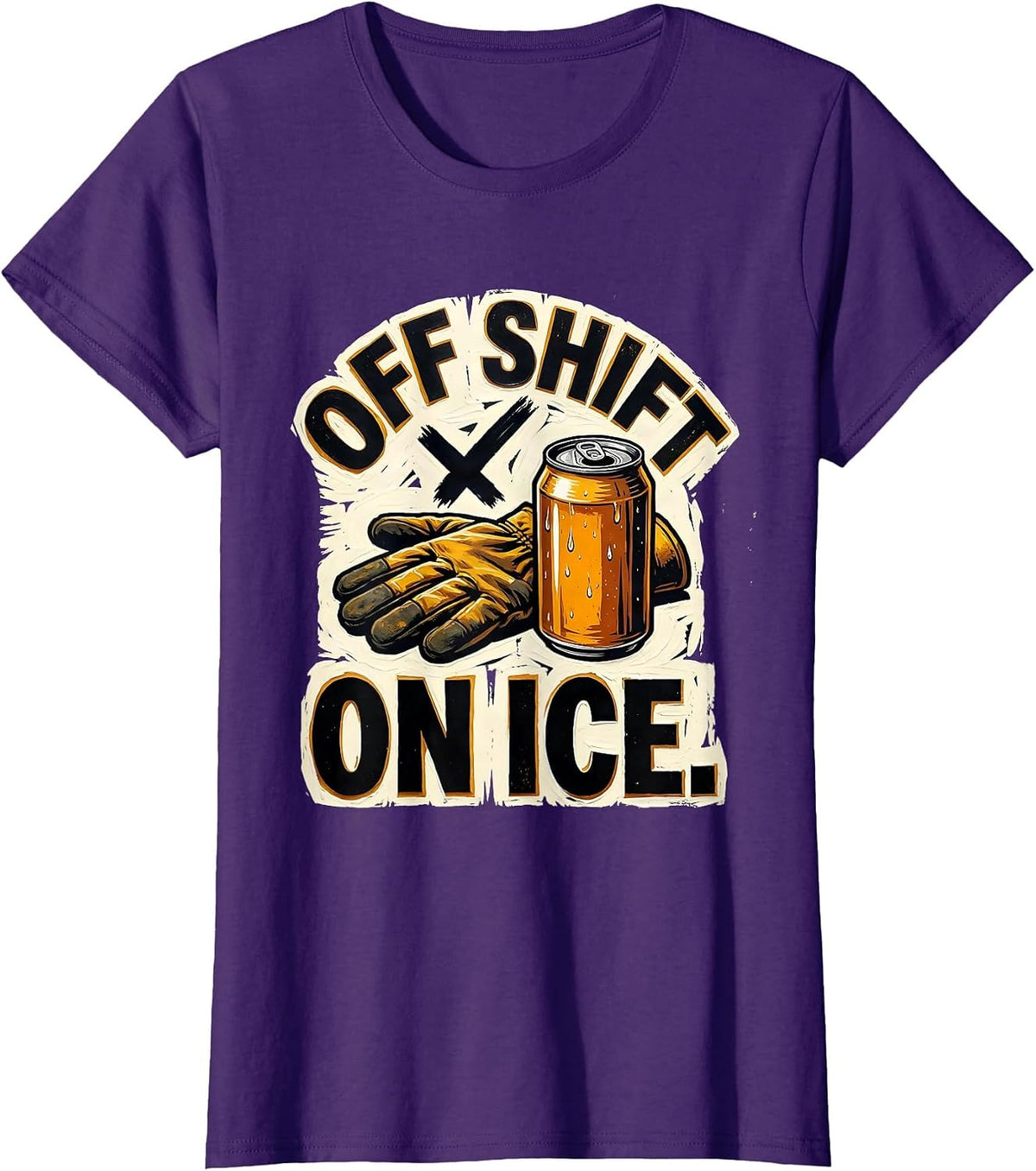 Women's Off Shift On Ice Funny Labor Day Cookout Beer Humor T-Shirt - Purple