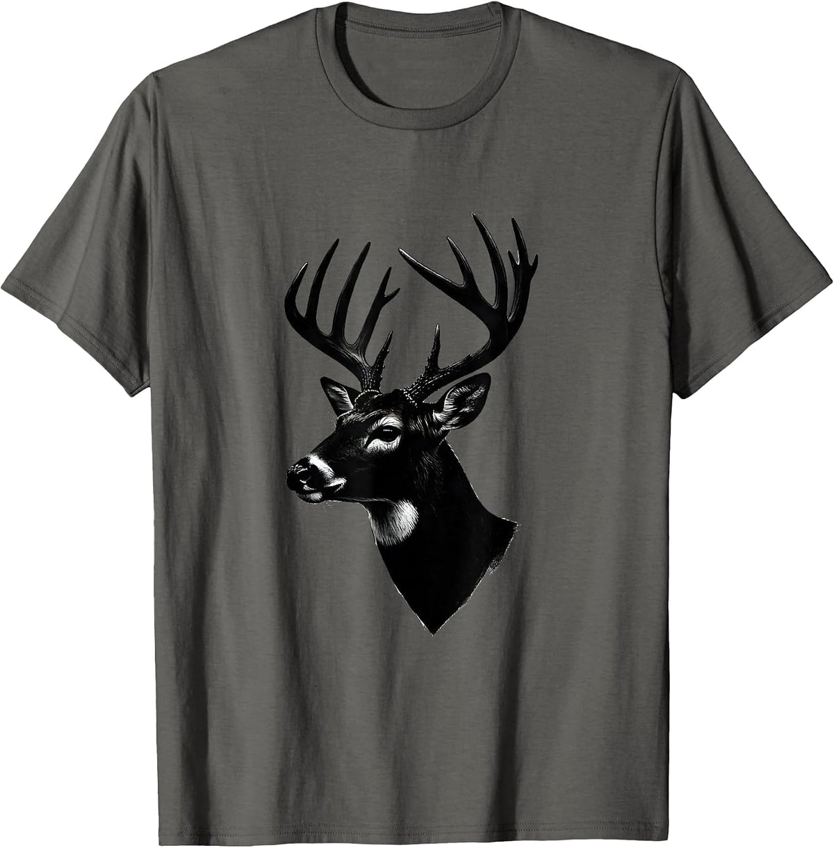 Whitetail Buck Minimalist Hunting Dad Gift T-Shirt - Asphalt Grey