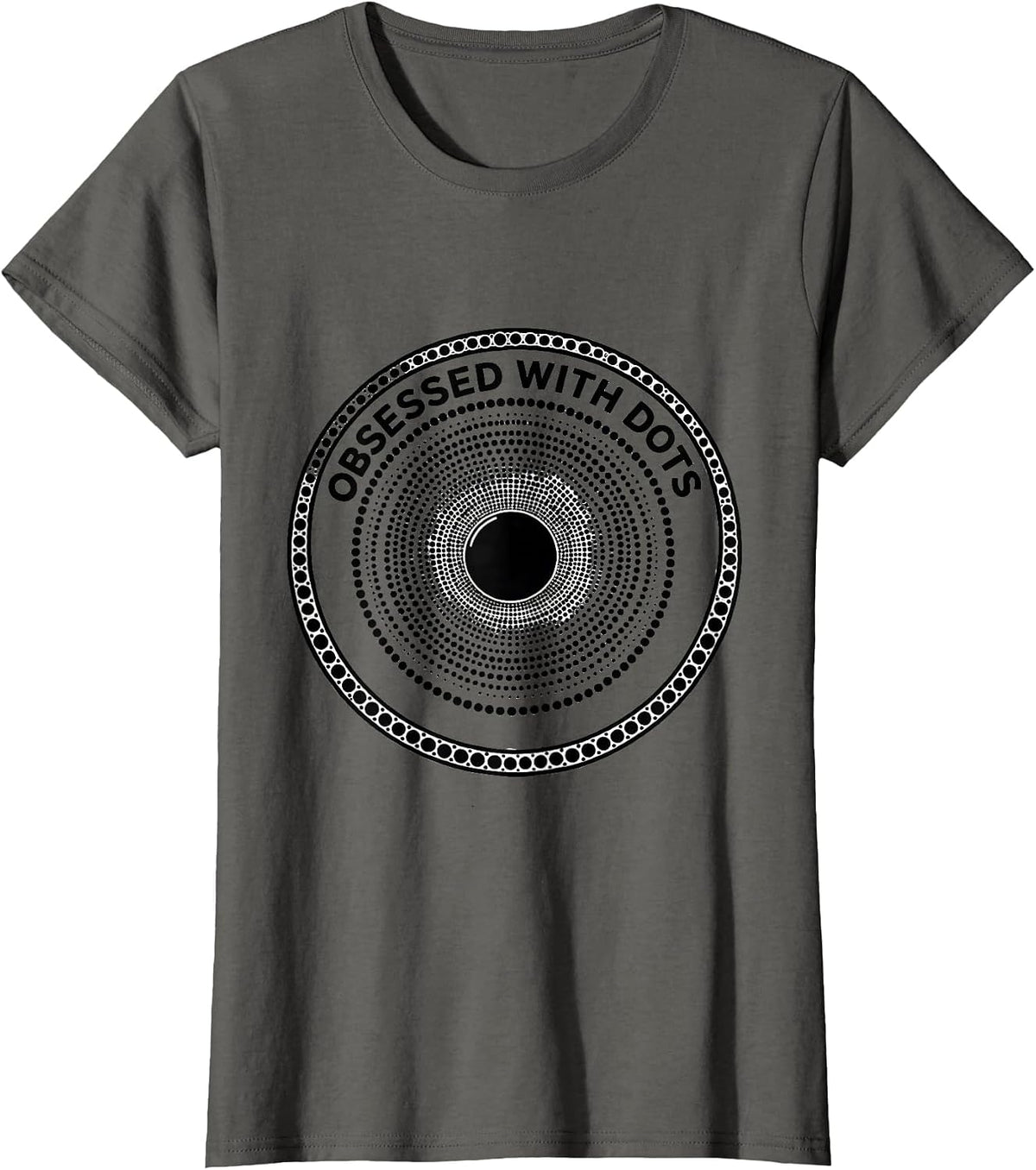Women's Obsessed With Dots Quirky Pattern Design T-Shirt - Asphalt Grey