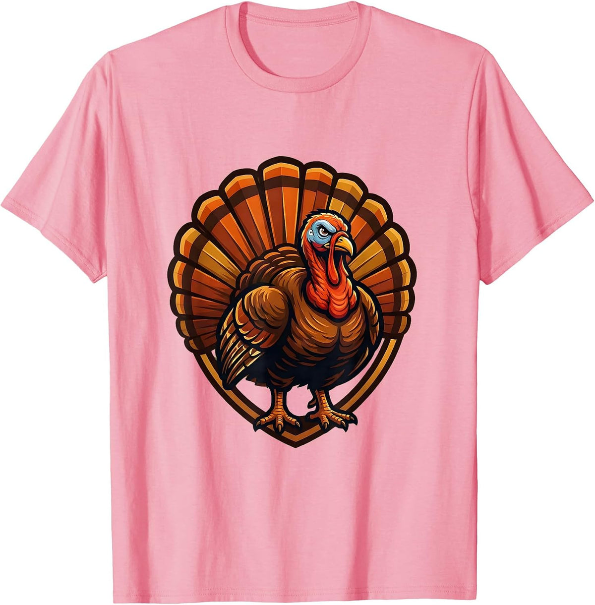 Men's Wild Turkey Fan Tail Autumn Camo Illustration T-Shirt - Pink