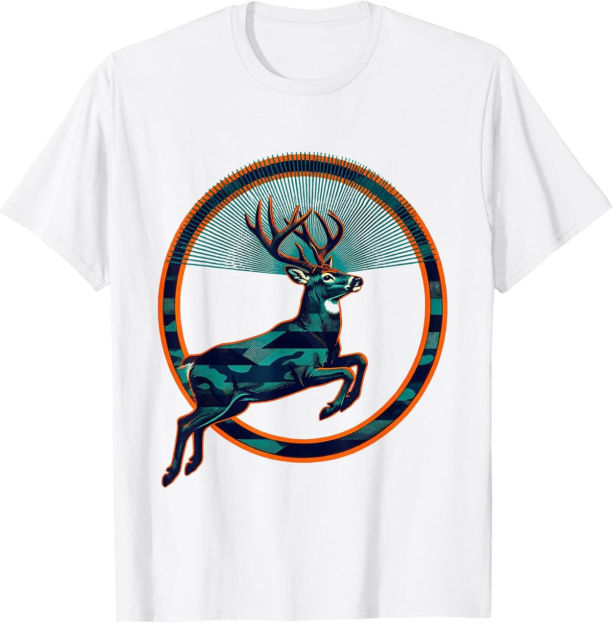 Men's Sealed Whitetail Buck Hunting Dad Camo Flag Pride T-Shirt - White