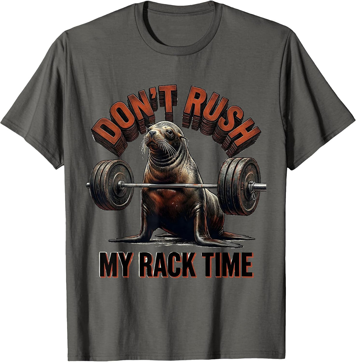 Men's Don't Rush My Rack Time Funny Gym Workout Weightlifting T-Shirt - Asphalt Grey