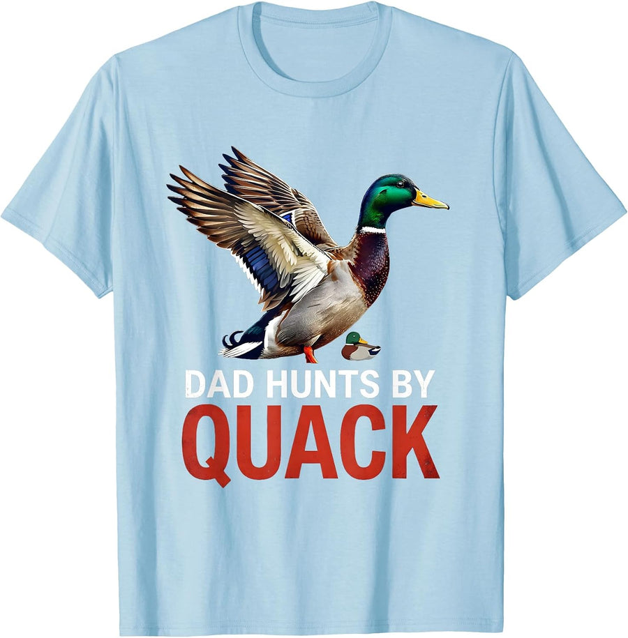 Men's Dad Hunts By Quack Patriotic Duck Hunting Dad Father's Day T-Shirt - Baby Blue