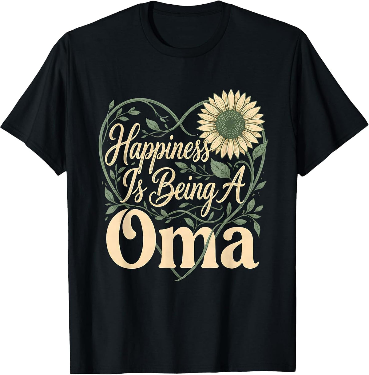 Men's Happiness Is Being A Oma Boho Sunflower Grandma Mother's Day T-Shirt - Black