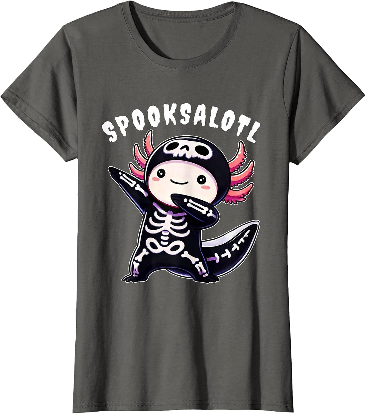 Funny Axolotl Halloween Design for Kids Boys Girls Youth T-Shirt - Asphalt Grey