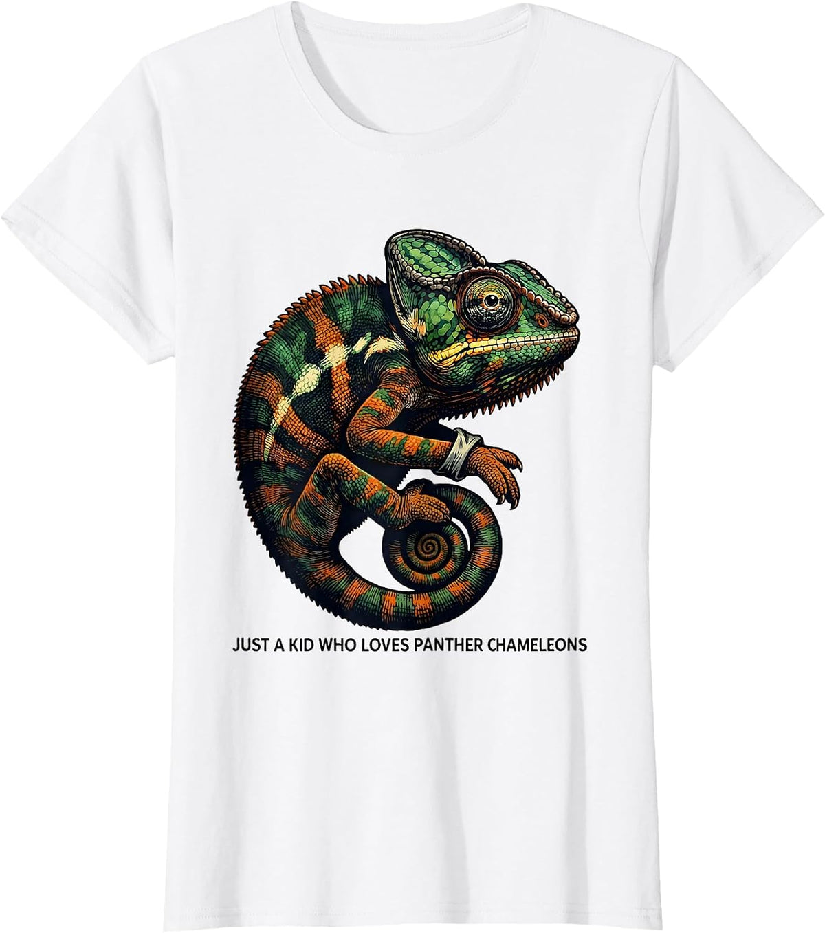 Just A Kid Who Loves Panther Chameleons Reptile Lover T-Shirt - White