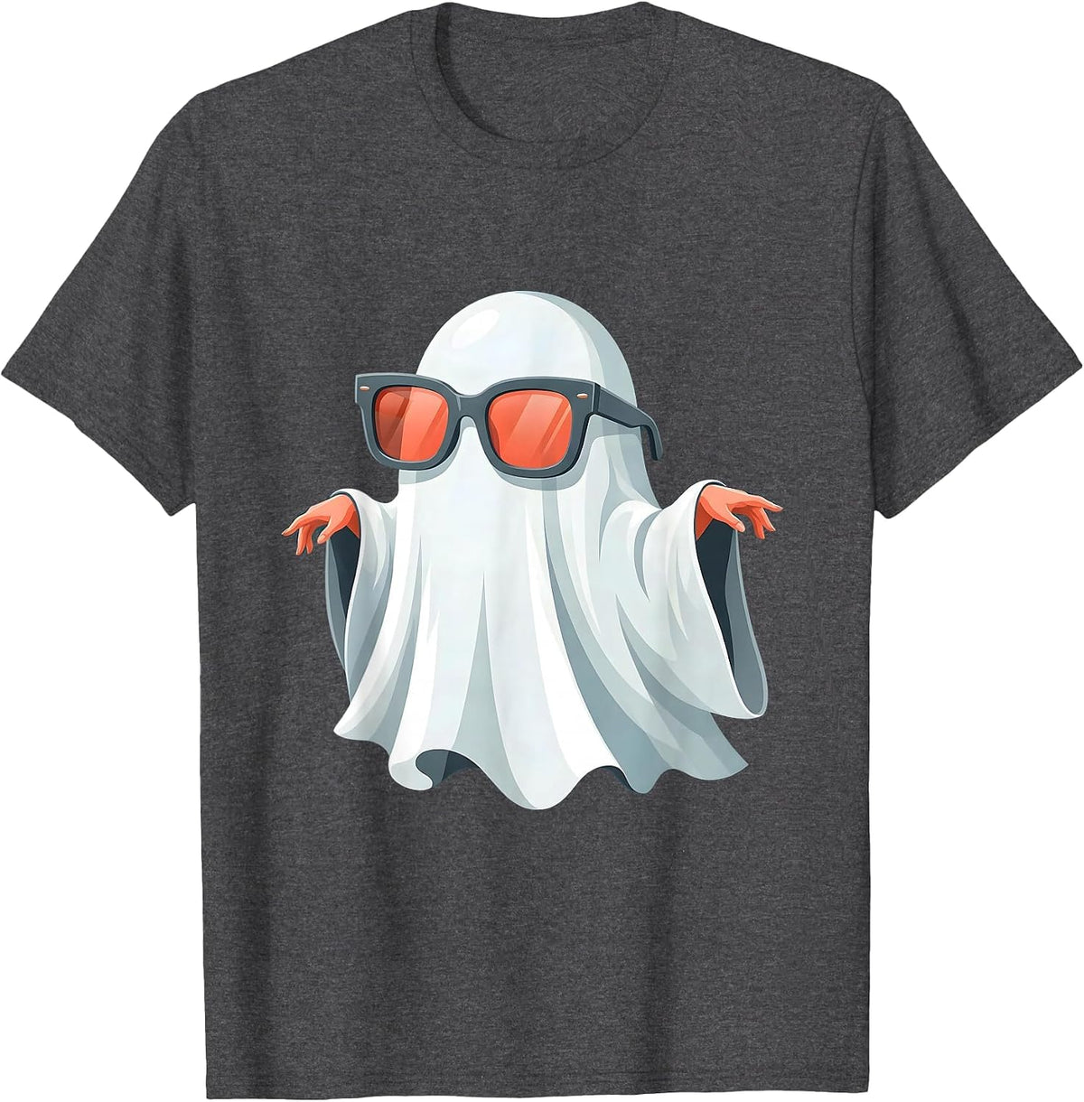 Boo Jee Ghost Wearing Designer Sunglasses T-Shirt - Dark Heather Grey