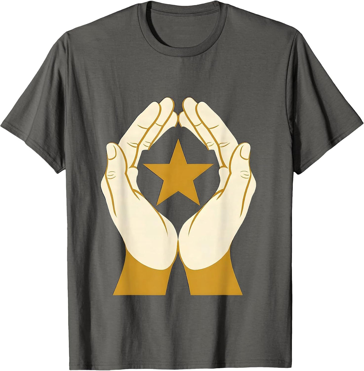 Paraprofessional Cupping Glowing Star Illustration T-Shirt - Asphalt Grey