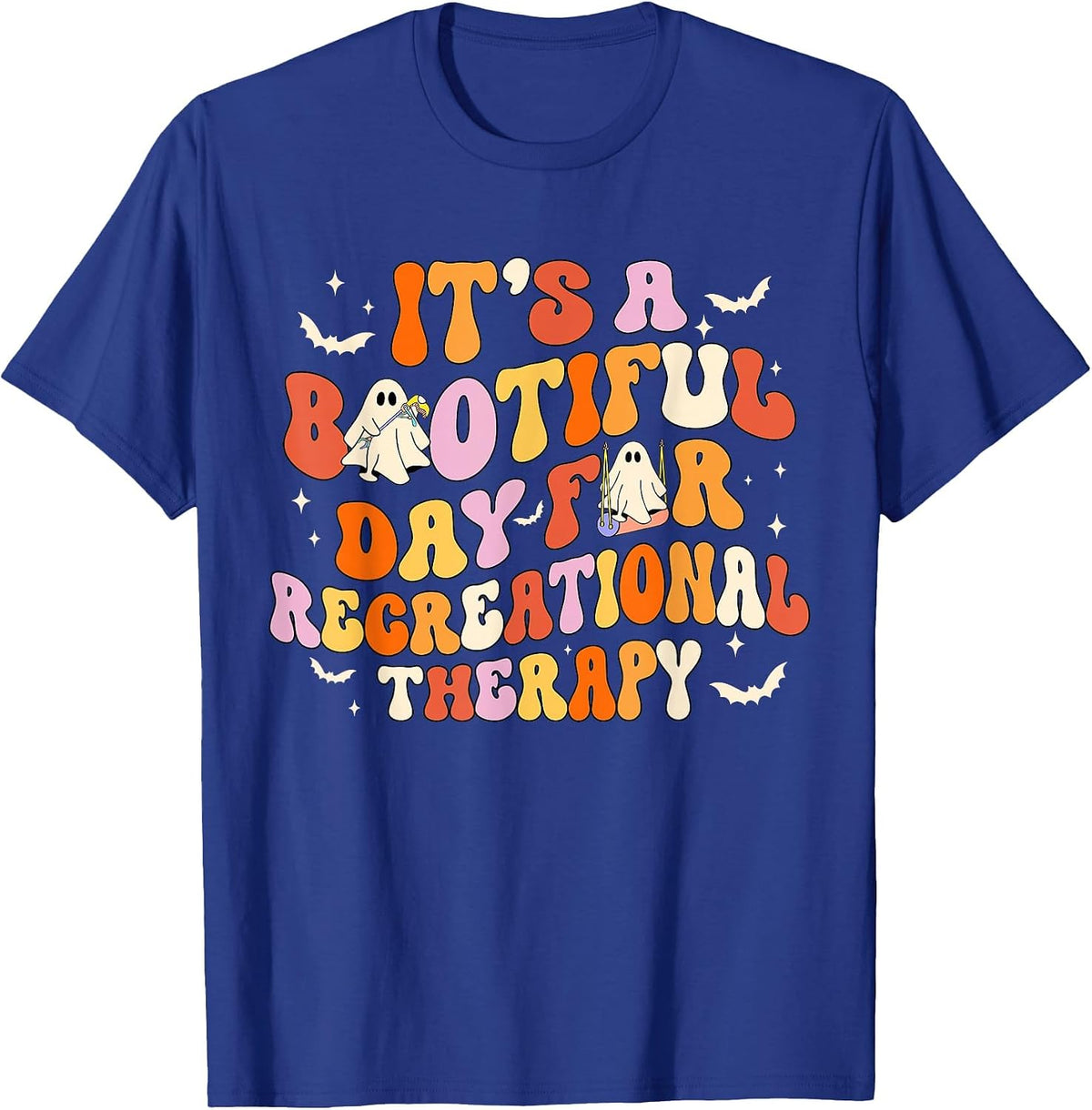 Retro It's A Bootiful Day for Recreational Therapy Halloween T-Shirt - Royal Blue