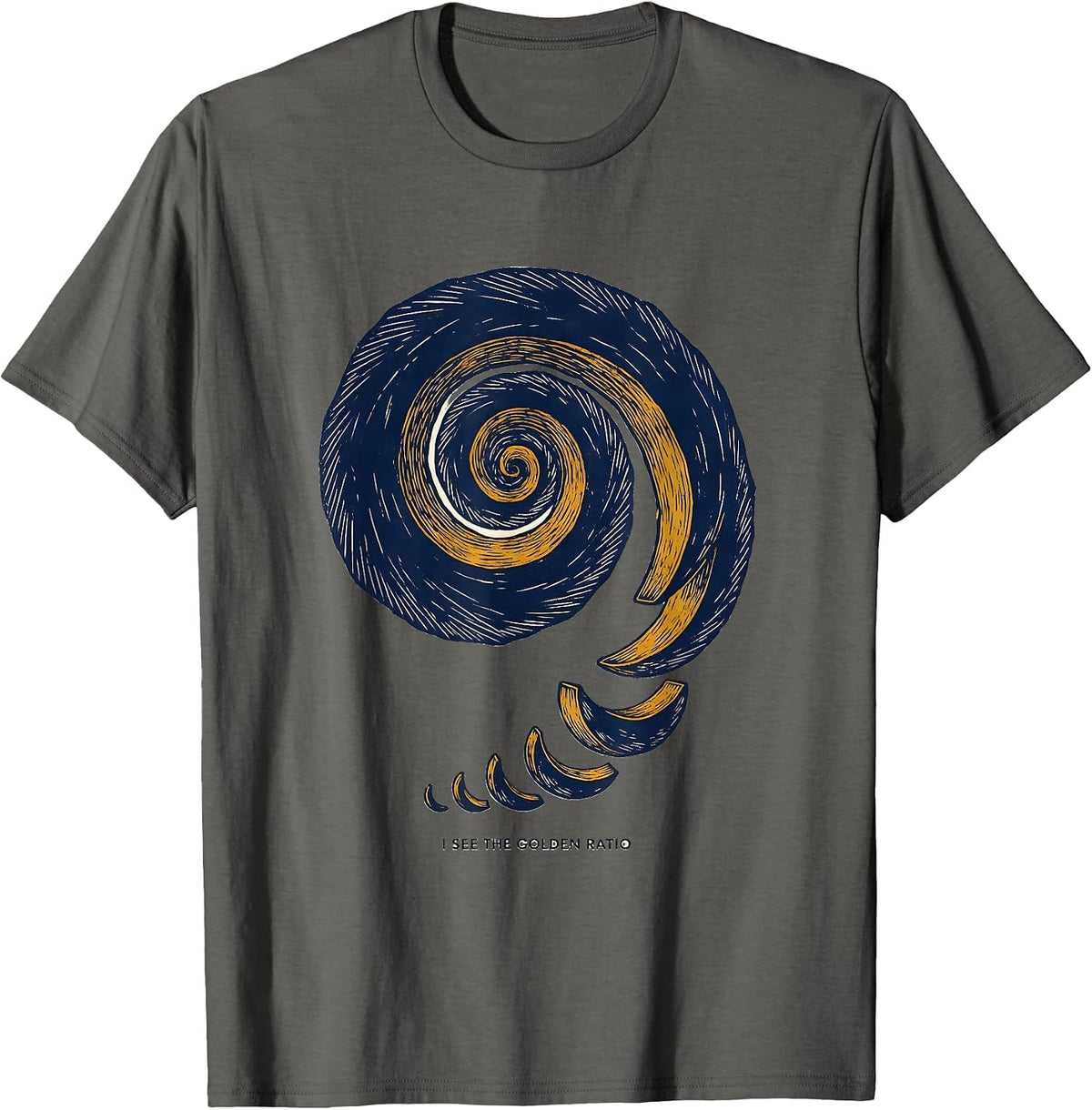 I See The Golden Ratio Linocut Math Enthusiast Sacred T-Shirt - Asphalt Grey
