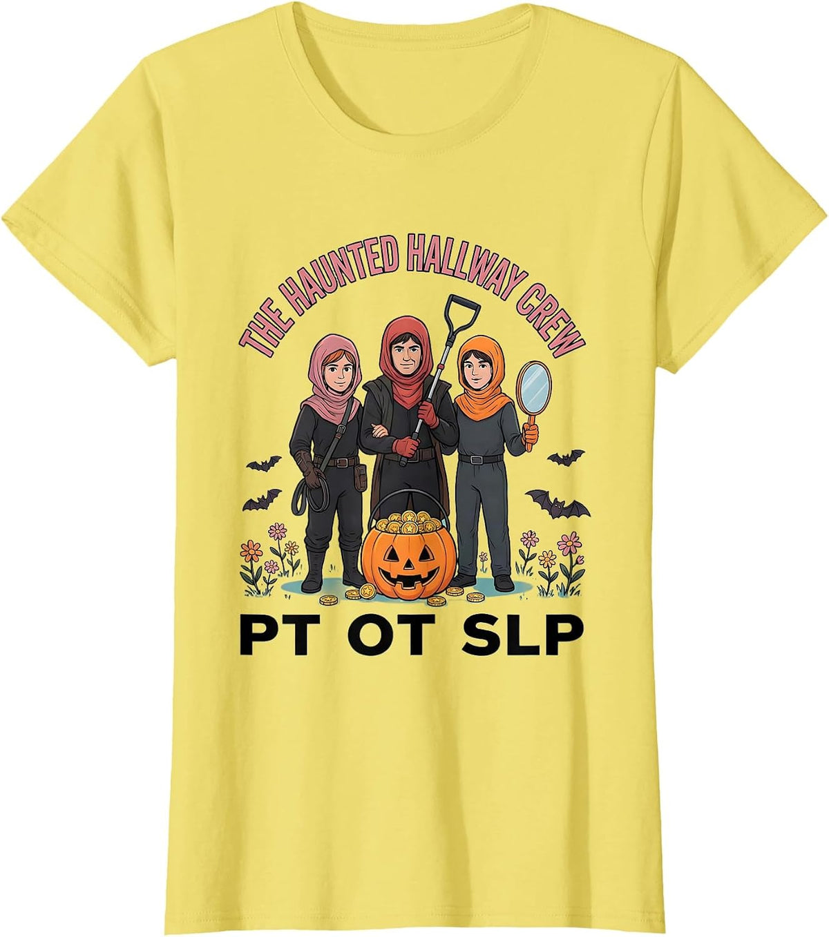 The Haunted Hallway Crew PT OT SLP Funny Physical Therapy T-Shirt - Lemon Yellow