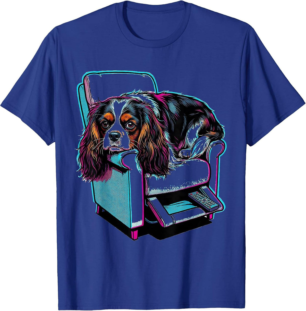 Cavalier King Charles Spaniel Pop Art Dog Lover Gift T-Shirt - Royal Blue