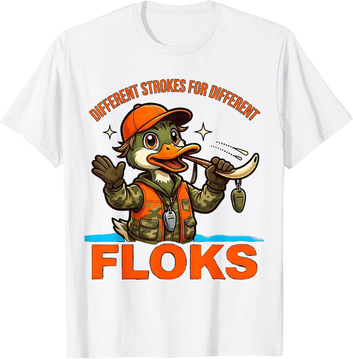 Men's DIFFERENT STROKES FOR DIFFERENT FLOКS Funny Duck Hunter T-Shirt - White