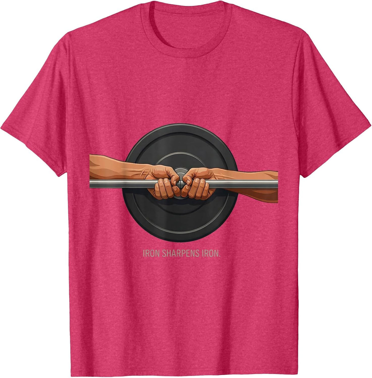 Iron Sharpens Iron Editorial Conceptual Christian Gym T-Shirt - Red Heather
