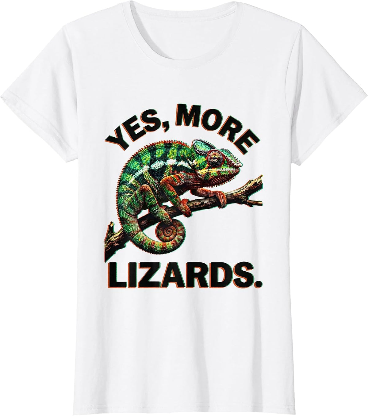 Yes, More Lizards Risograph Funny Chameleon Lover Reptile T-Shirt - White