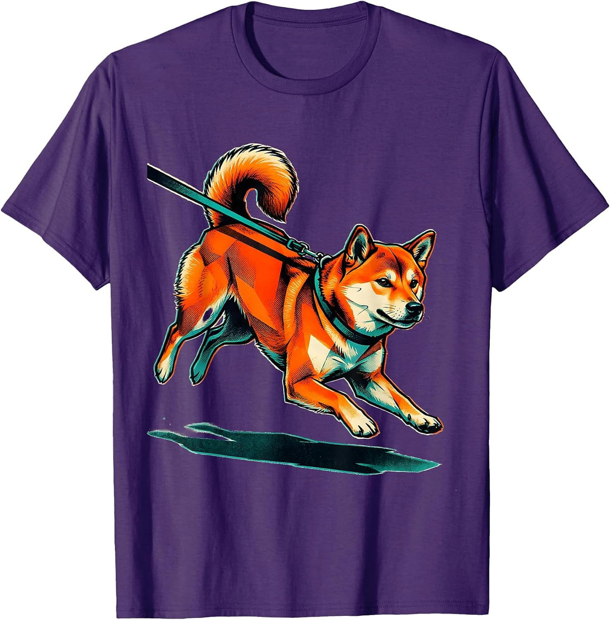 Men's Shiba Inu Zoomie Risograph Dog Lover Gift T-Shirt - Purple